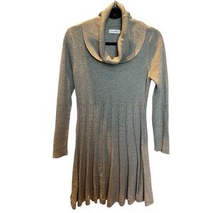 Calvin Klein Beautiful Sweater Dress Light Gray Sparkles Size Large